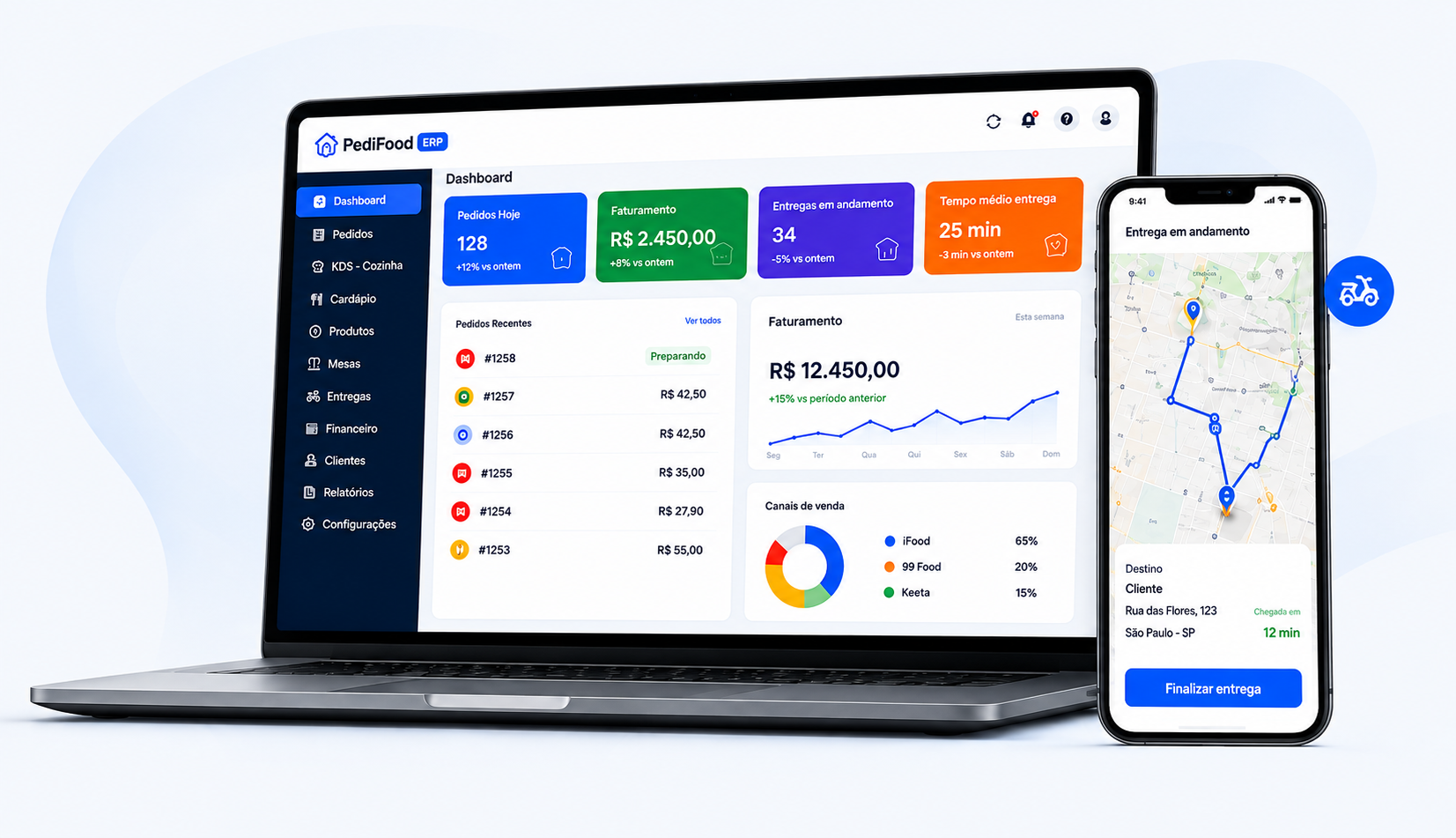 PediFood ERP - sistema de gestão e rastreamento de entregas